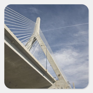 USA, Massachusetts, Boston. The Zakim Bridge. Square Sticker