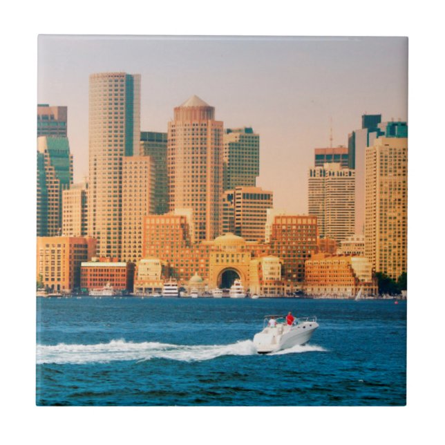 USA, Massachusetts. Boston Waterfront Panorama Ceramic Tile (Front)