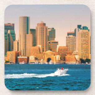 USA, Massachusetts. Boston Waterfront Panorama Drink Coaster