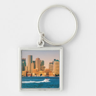 USA, Massachusetts. Boston Waterfront Panorama Keychain