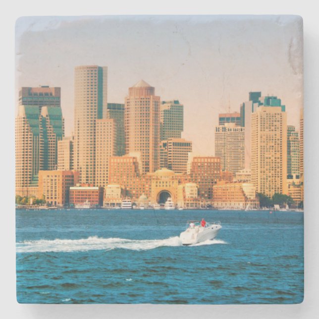 USA, Massachusetts. Boston Waterfront Panorama Stone Coaster (Front)