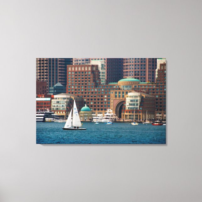 USA, Massachusetts. Boston Waterfront Skyline 2 Canvas Print (Front)