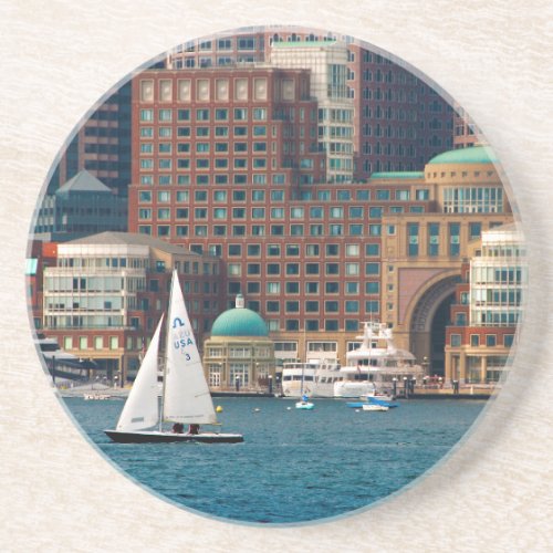 USA Massachusetts Boston Waterfront Skyline 2 Drink Coaster