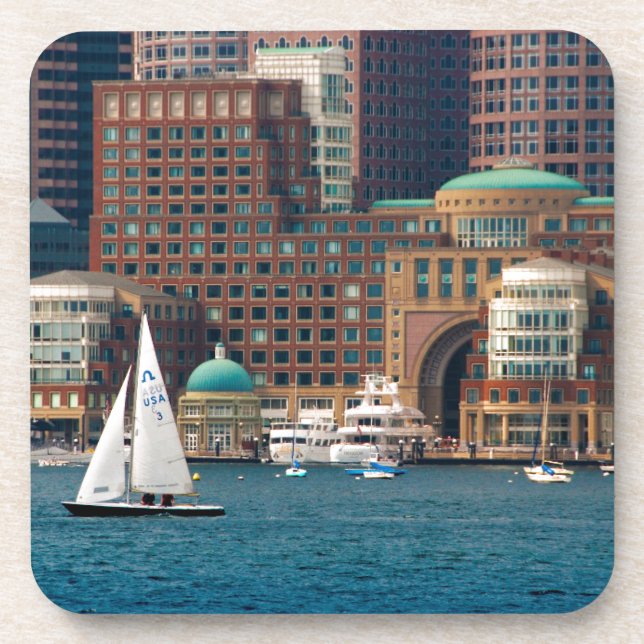 USA, Massachusetts. Boston Waterfront Skyline 2 Drink Coaster (Front)