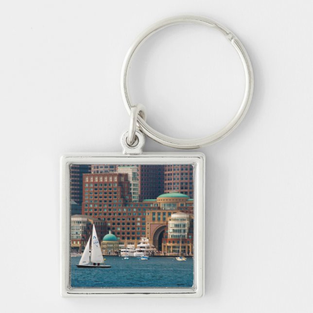 USA, Massachusetts. Boston Waterfront Skyline 2 Keychain (Front)