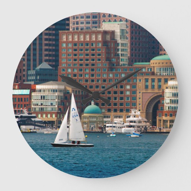 USA, Massachusetts. Boston Waterfront Skyline 2 Large Clock (Front)