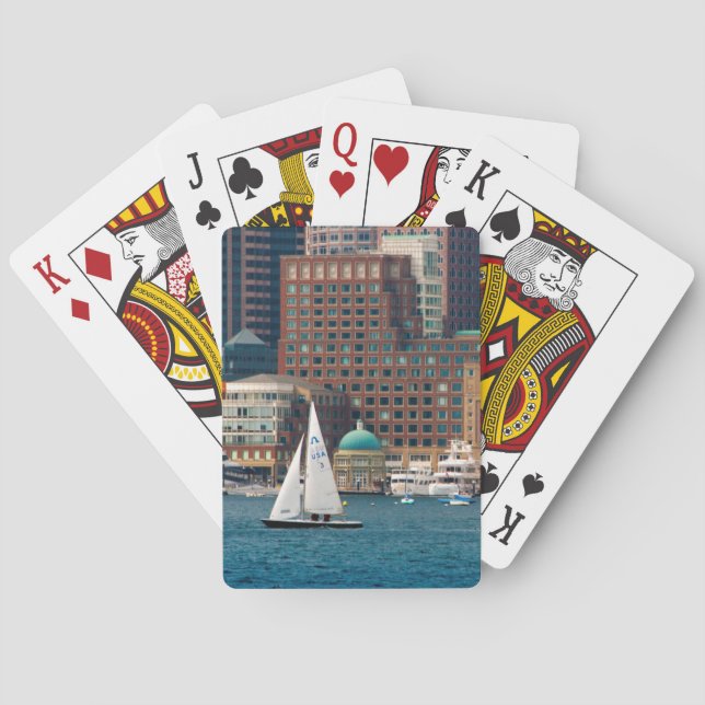 USA, Massachusetts. Boston Waterfront Skyline 2 Poker Cards (Back)