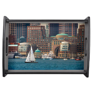USA, Massachusetts. Boston Waterfront Skyline 2 Serving Tray