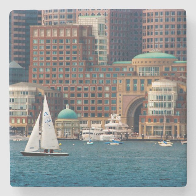 USA, Massachusetts. Boston Waterfront Skyline 2 Stone Coaster (Front)