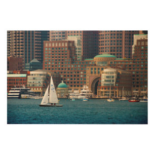 USA, Massachusetts. Boston Waterfront Skyline 2 Wood Wall Decor