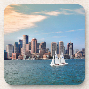 USA, Massachusetts. Boston Waterfront Skyline 3 Drink Coaster
