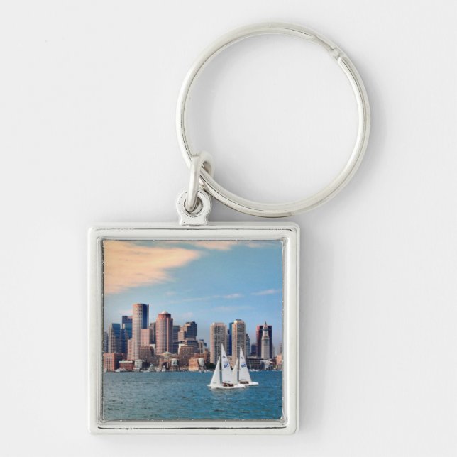 USA, Massachusetts. Boston Waterfront Skyline 3 Keychain (Front)