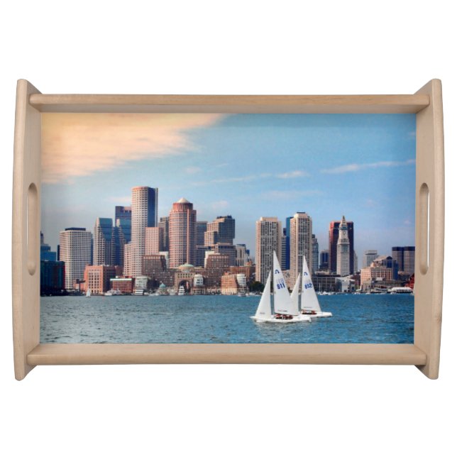 USA, Massachusetts. Boston Waterfront Skyline 3 Serving Tray (Front)