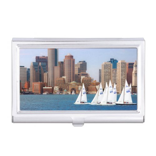 USA Massachusetts Boston Waterfront Skyline 4 Business Card Holder