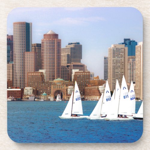 USA Massachusetts Boston Waterfront Skyline 4 Drink Coaster