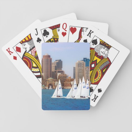 USA Massachusetts Boston Waterfront Skyline 4 Playing Cards