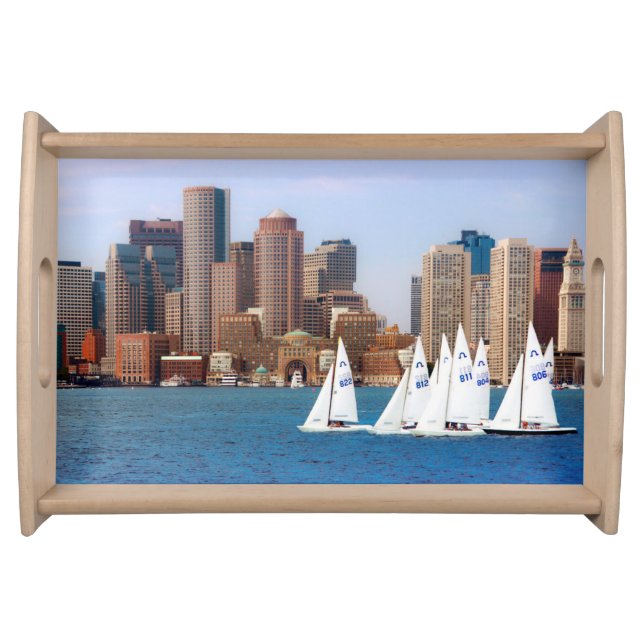 USA, Massachusetts. Boston Waterfront Skyline 4 Serving Tray (Front)