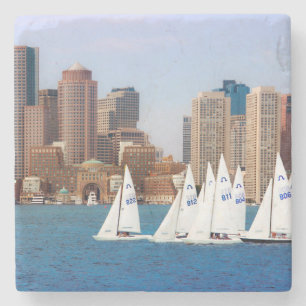 USA, Massachusetts. Boston Waterfront Skyline 4 Stone Coaster