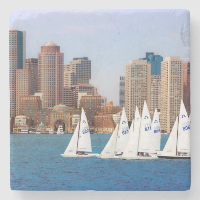 USA, Massachusetts. Boston Waterfront Skyline 4 Stone Coaster (Front)
