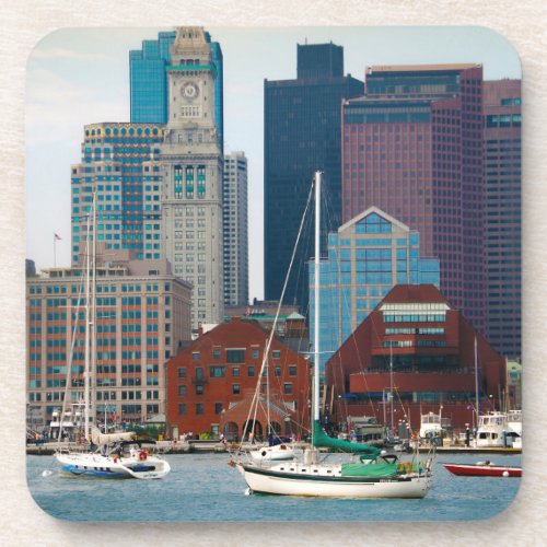 USA Massachusetts Boston Waterfront Skyline Beverage Coaster