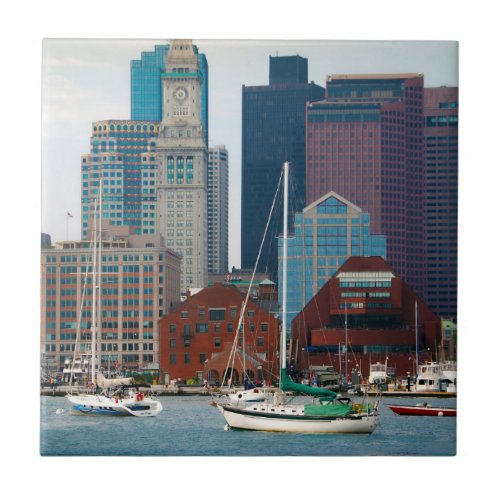 USA Massachusetts Boston Waterfront Skyline Ceramic Tile