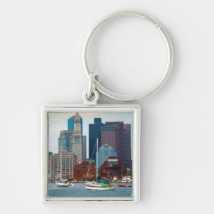 USA, Massachusetts. Boston Waterfront Skyline Keychain
