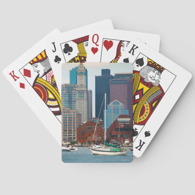 USA, Massachusetts. Boston Waterfront Skyline Poker Cards (Back)