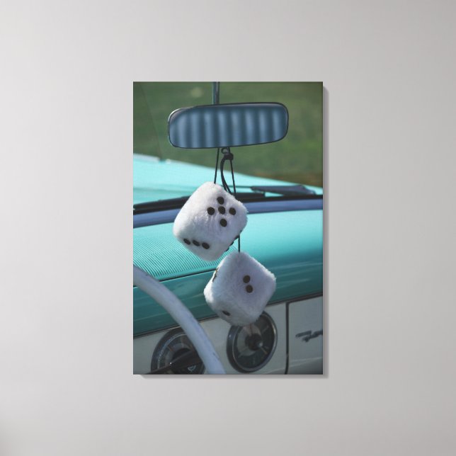 USA, Massachusetts, Gloucester. Fuzzy dice in a Canvas Print (Front)