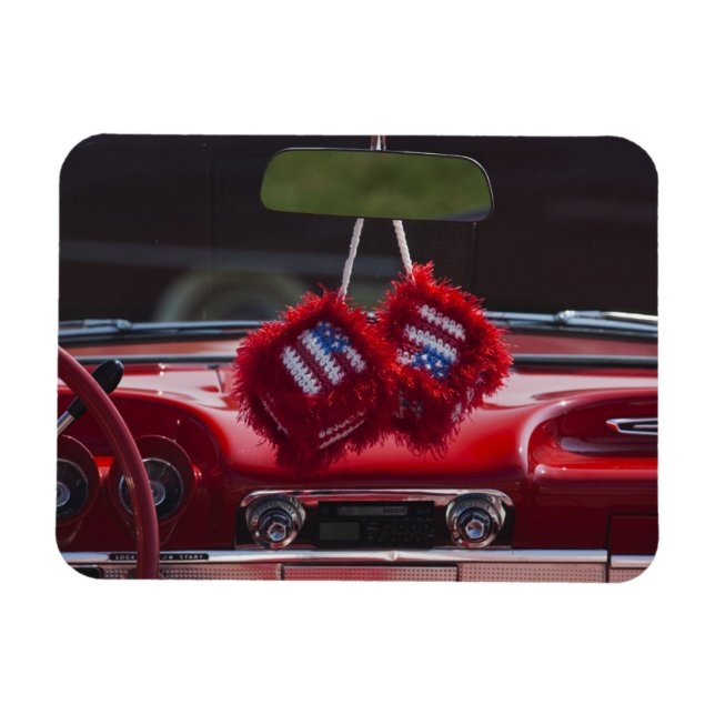 USA, Massachusetts, Gloucester. Fuzzy dice with Magnet (Horizontal)