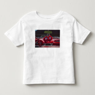 USA, Massachusetts, Gloucester. Fuzzy dice with Toddler T-shirt