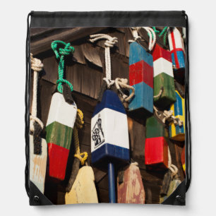 USA, Massachusetts, Gloucester, Lobster Buoys 2 Drawstring Bag