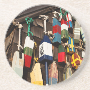 USA, Massachusetts, Gloucester, Lobster Buoys 2 Sandstone Coaster