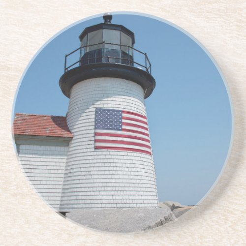 USA Massachusetts Nantucket Brant Point Sandstone Coaster
