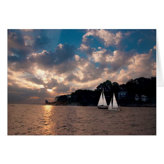 USA, Massachusetts. Sunset Sailing Cards (Front Horizontal)