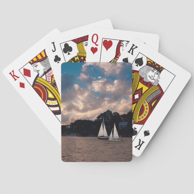 USA, Massachusetts. Sunset Sailing Poker Cards (Back)