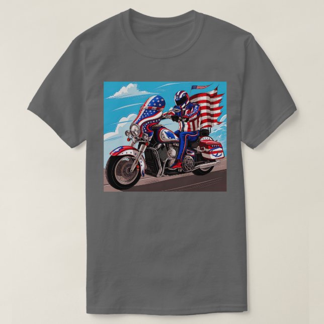 USA Men Motocross Biker Dirt Bike American Flag 4t T-Shirt (Design Front)