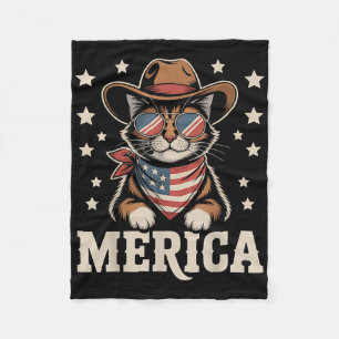 Usa Merica Cat 4th Of July Men Women Kids Funny Pa Fleece Blanket