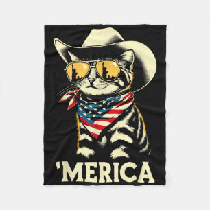 Usa merica Cat 4th Of July Men Women Kids Funny Pa Fleece Blanket