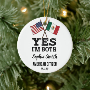 USA Mexico Dual Citizenship Custom Ceramic Ornament