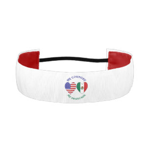 USA Mexico Flag Hearts My Country My Heritage  Athletic Headband