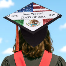 USA Mexico flag sparkles Custom Name Class of 2025