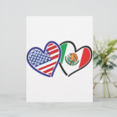 USA Mexico Heart Flags (Standing Front)