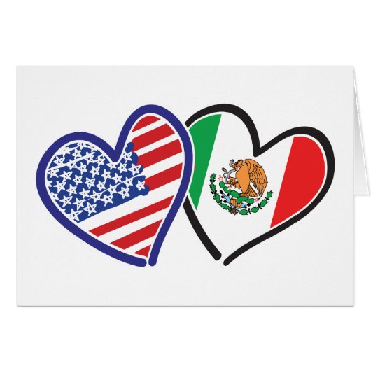 USA Mexico Heart Flags Cards (Front Horizontal)