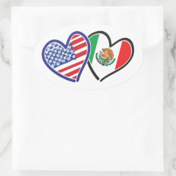 USA Mexico Heart Flags Oval Sticker | Zazzle