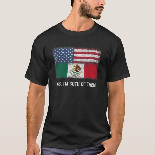 Usa Mexico Mexican American Flag Dual Citizen Citi T-Shirt (Front)