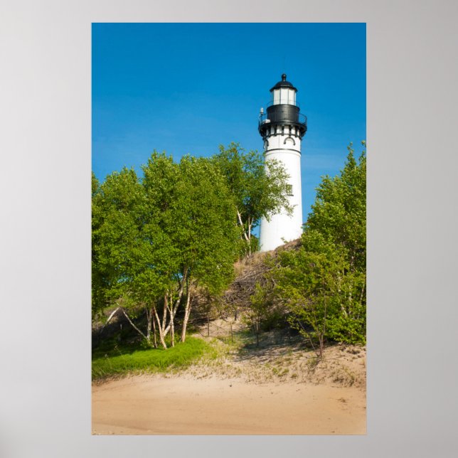 USA, Michigan. Au Sable Lighthouse On Lake Poster (Front)