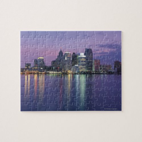 USA Michigan Detroit skyline night Jigsaw Puzzle