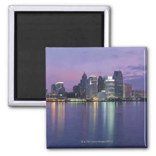 USA Michigan Detroit skyline night Magnet