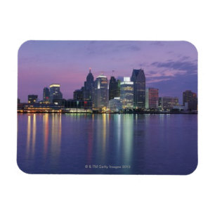USA, Michigan, Detroit skyline, night Magnet