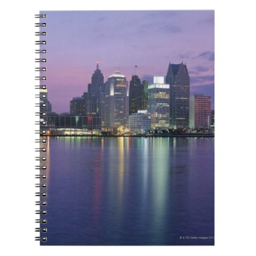 USA Michigan Detroit skyline night Notebook